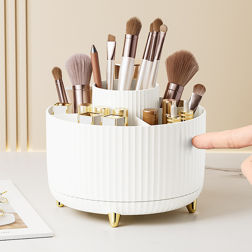 Beauty Kiss Makeup - 360 回転化粧デスクトップ化粧品収納ボックスオーガナイザー大容量浴室用ポータブル口紅化粧ブラシペンホルダー