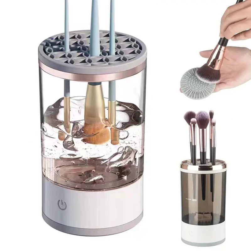 Makeup Brush Set - 自動電動メイクブラシクリーナー USBプラグ式 ポータブルアイシャドウブラシホルダー ホルダーツール＆ドライヤー 美容メイクツール