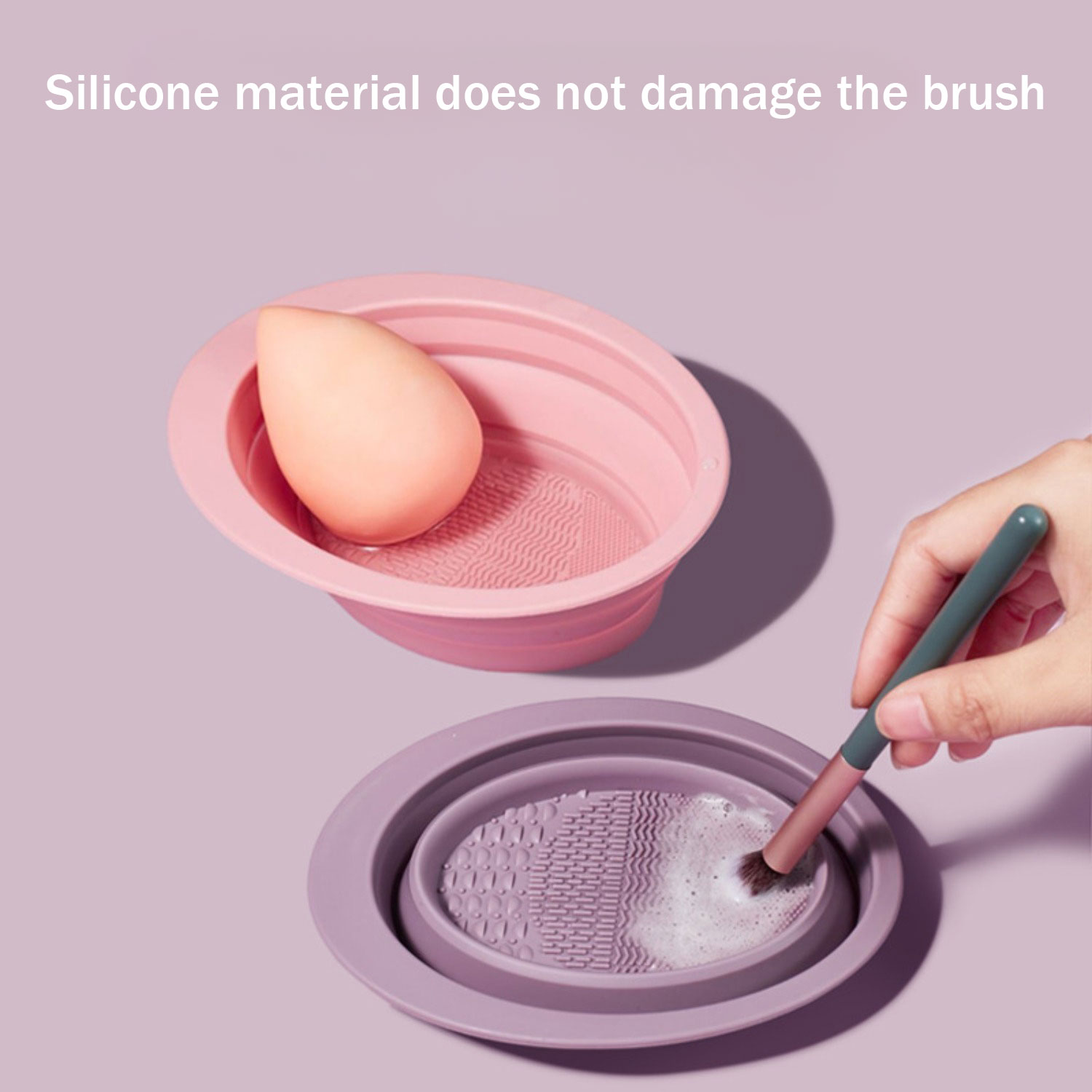 Makeup Brush Set - 3個入りメイクブラシクリーニングツール、シリコンブラシクリーナーパッド折りたたみ式携帯用洗浄ボウル（メイクブラシ用）