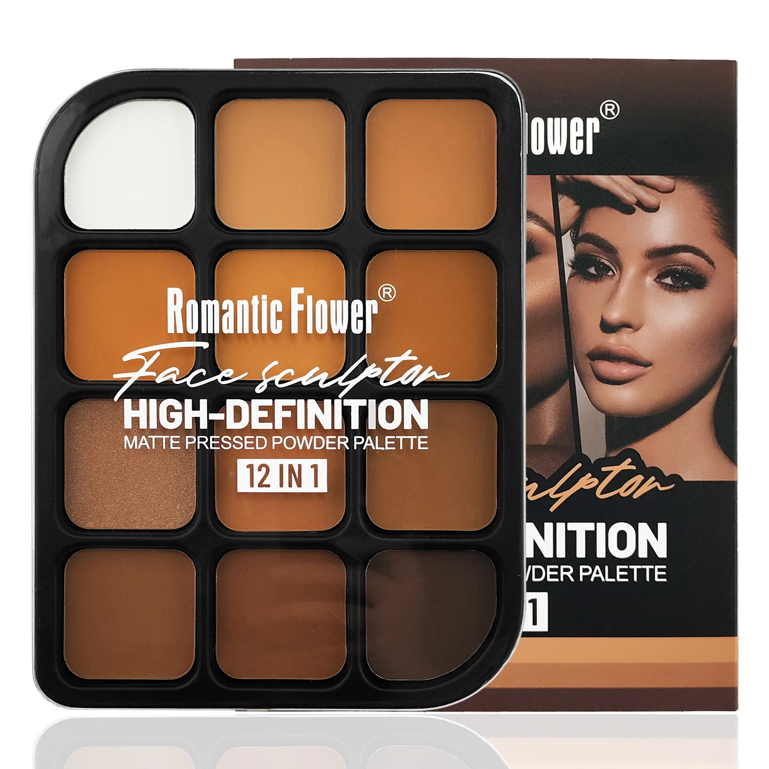 Highlighter Bronzer Palette - ディープスキン 12 色マット コンター パレット -