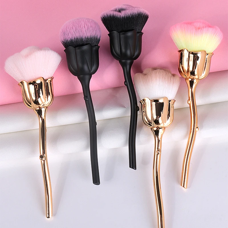 Beauty Flower Makeup - ピンクの花の形をしたパウダーブラシ,ファンデーションを塗るピンクのマニキュアブラシ