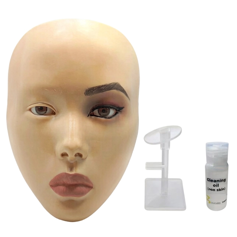 Beauty Makeup Class - フルフェイスメイクアップ練習モデル シリコンマネキン 化粧品トレーニング、眉毛、アイリップアートエクササイズ、美容クラス用 T4MB