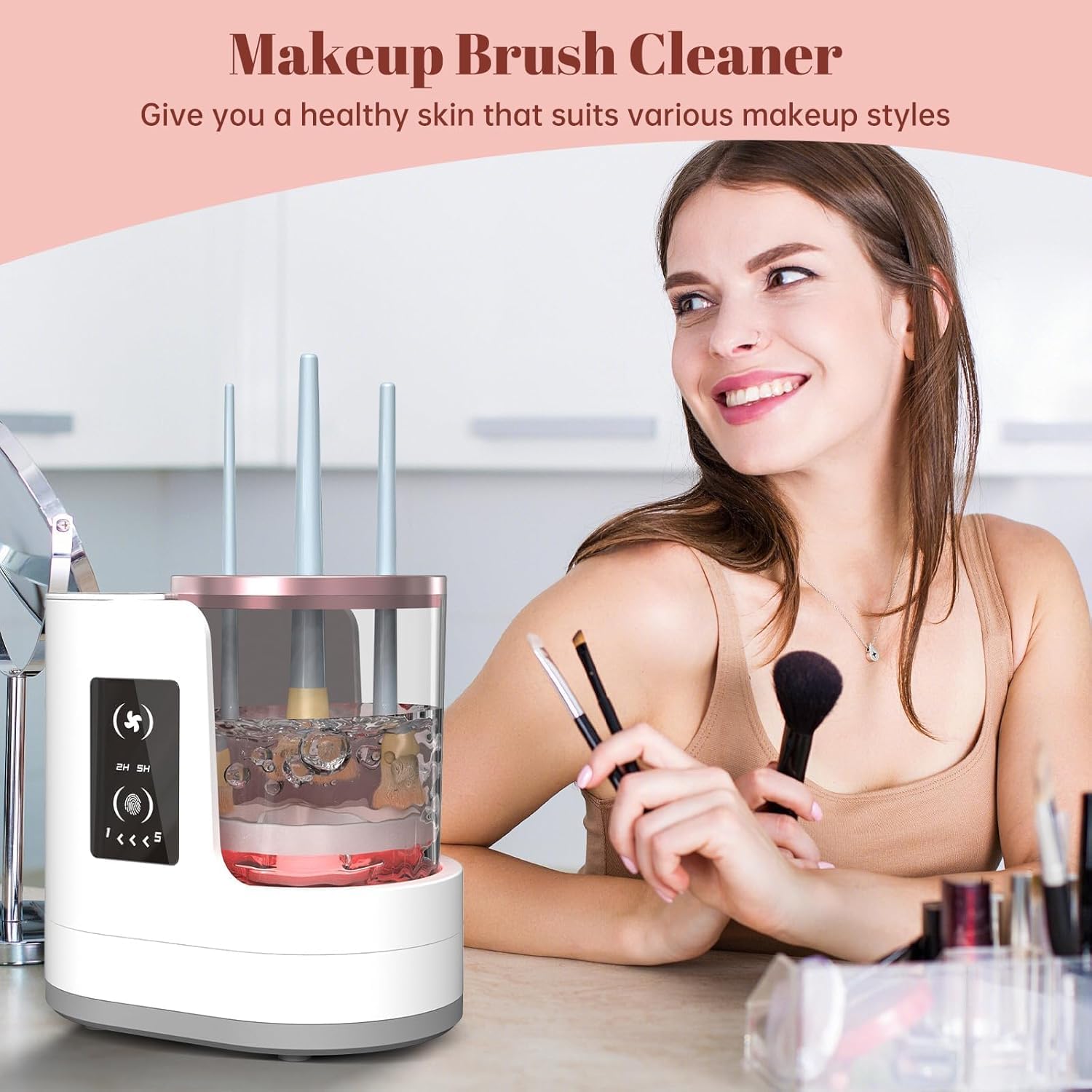 Makeup Brush Set - 自動回転メイクブラシクリーナーマシン速乾電動ラバーカラー化粧品クリーニングツール