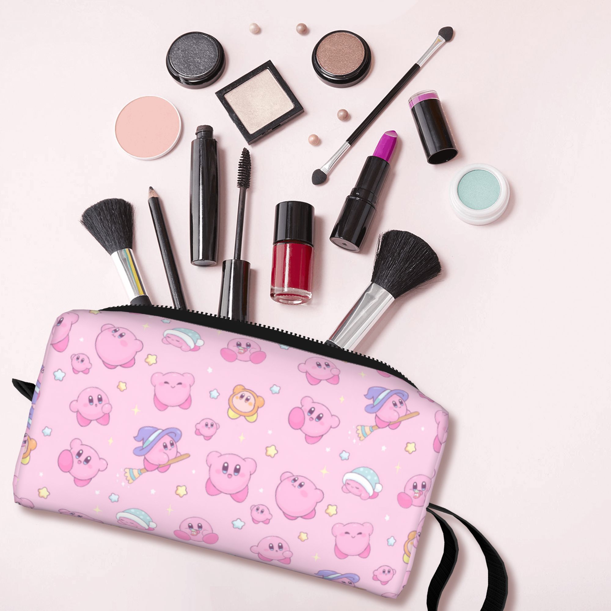 Beauty Makeup Games Free - カスタムかわいい K-Kirbys トラベルトイレタリーバッグ女性用漫画人形ゲームメイクアップ化粧品バッグ美容収納 Dopp キット