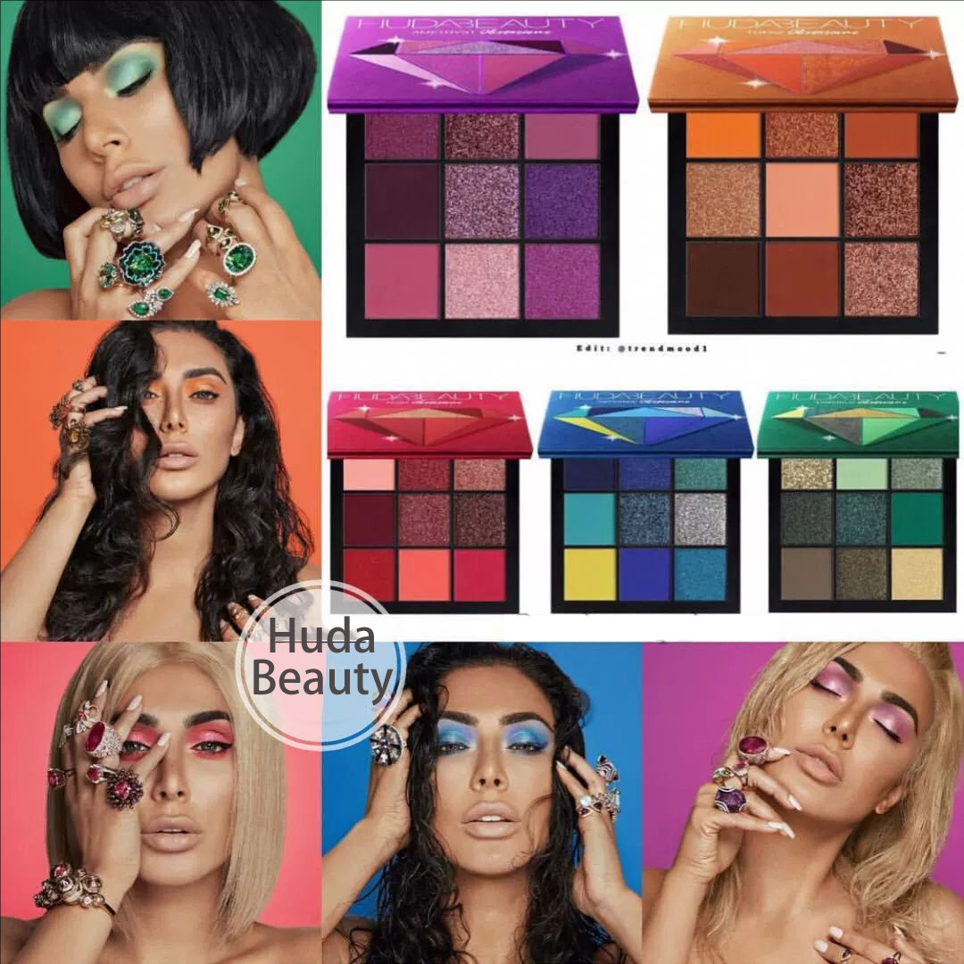 Beauty Huda Makeup - Huda Beauty 9色パレット ダイヤモンドアメジスト ルビーレッド ゴールド