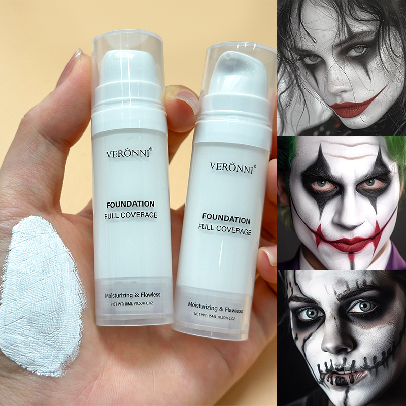 Beauty Makeup Pictures - ハロウィン液体ゴス白メイクカラーマッチングファンデーションコンシーラーコスプレ白ピエロ白顔ボディペイント変色