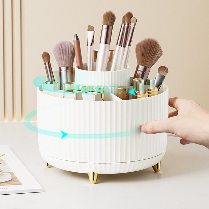 360 回転化粧デスクトップ化粧品収納ボックスオーガナイザー - Beauty Kiss Makeup のレビューと価格
