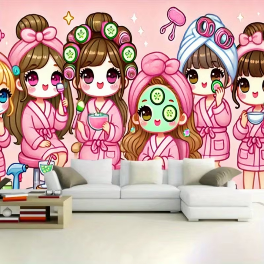 漫画の女の子スパパーティーデコレーション背景幕女性ピンク美容 - Beauty Makeup Events のレビューと価格