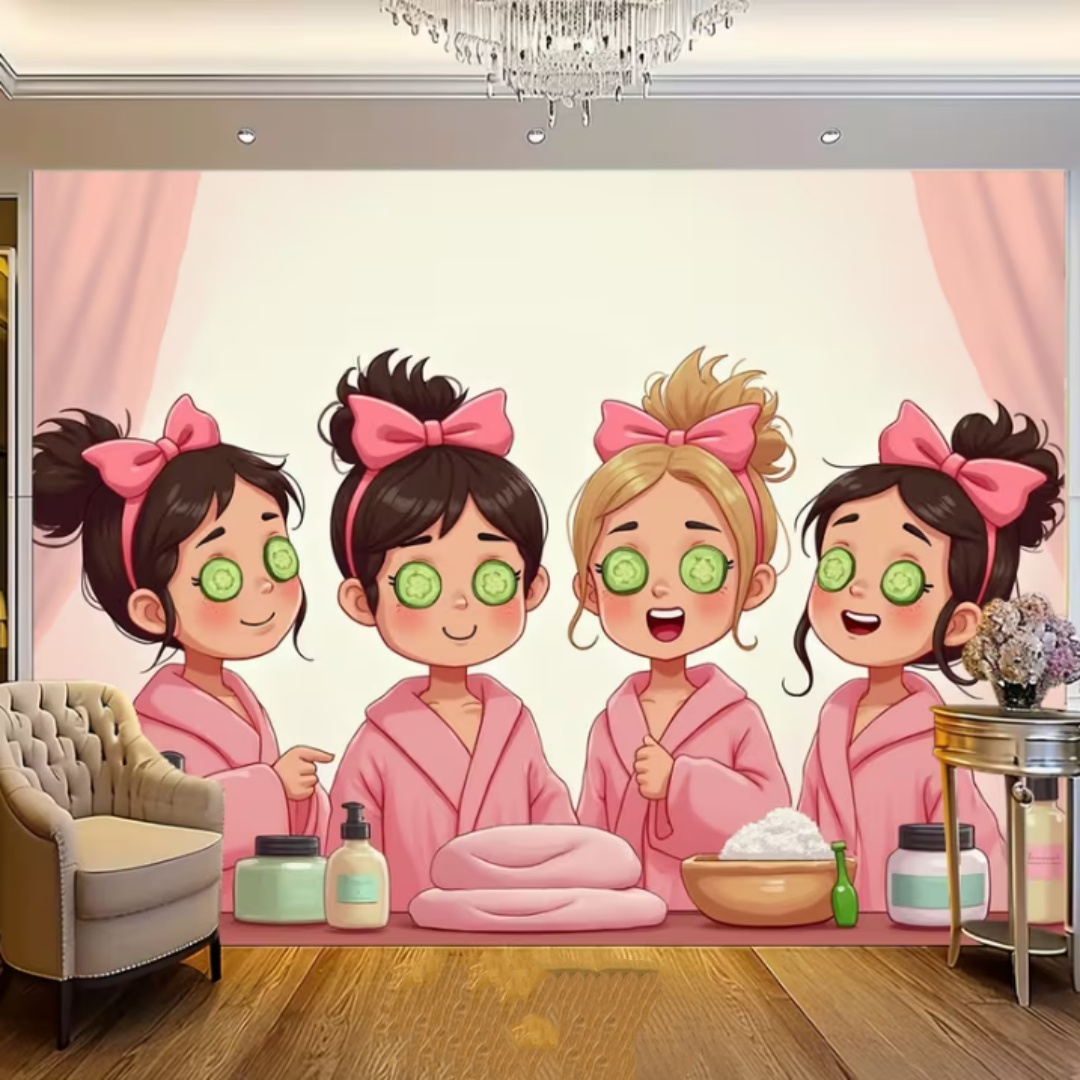 漫画の女の子スパパーティーデコレーション背景幕女性ピンク美容 - Beauty Makeup Events のレビューと価格