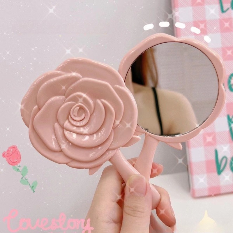 ポータブル女性用ローズメイクアップミラー、ハンドポケット折り - Beauty Flower Makeup のレビューと価格