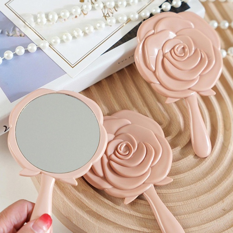 ポータブル女性用ローズメイクアップミラー、ハンドポケット折り - Beauty Flower Makeup のレビューと価格