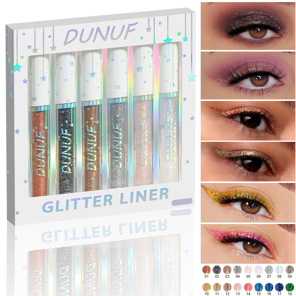 6 個のグリッターアイライナーセットゴールドシルバースパーク - Beauty Makeup Events のレビューと価格