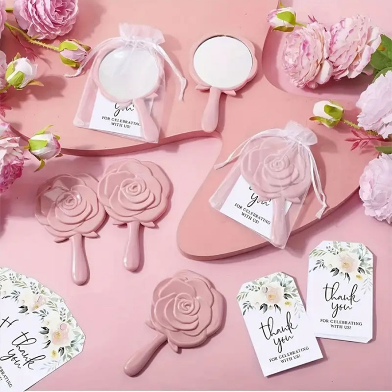 1-20セット ピンクローズフラワー メイクアップミラー ポ - Beauty Flower Makeup のレビューと価格