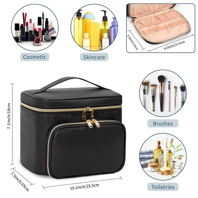 大型防水メイクアップバッグ 携帯用大型化粧品トラベルバッグ  - Beauty Bag Makeup のレビューと価格