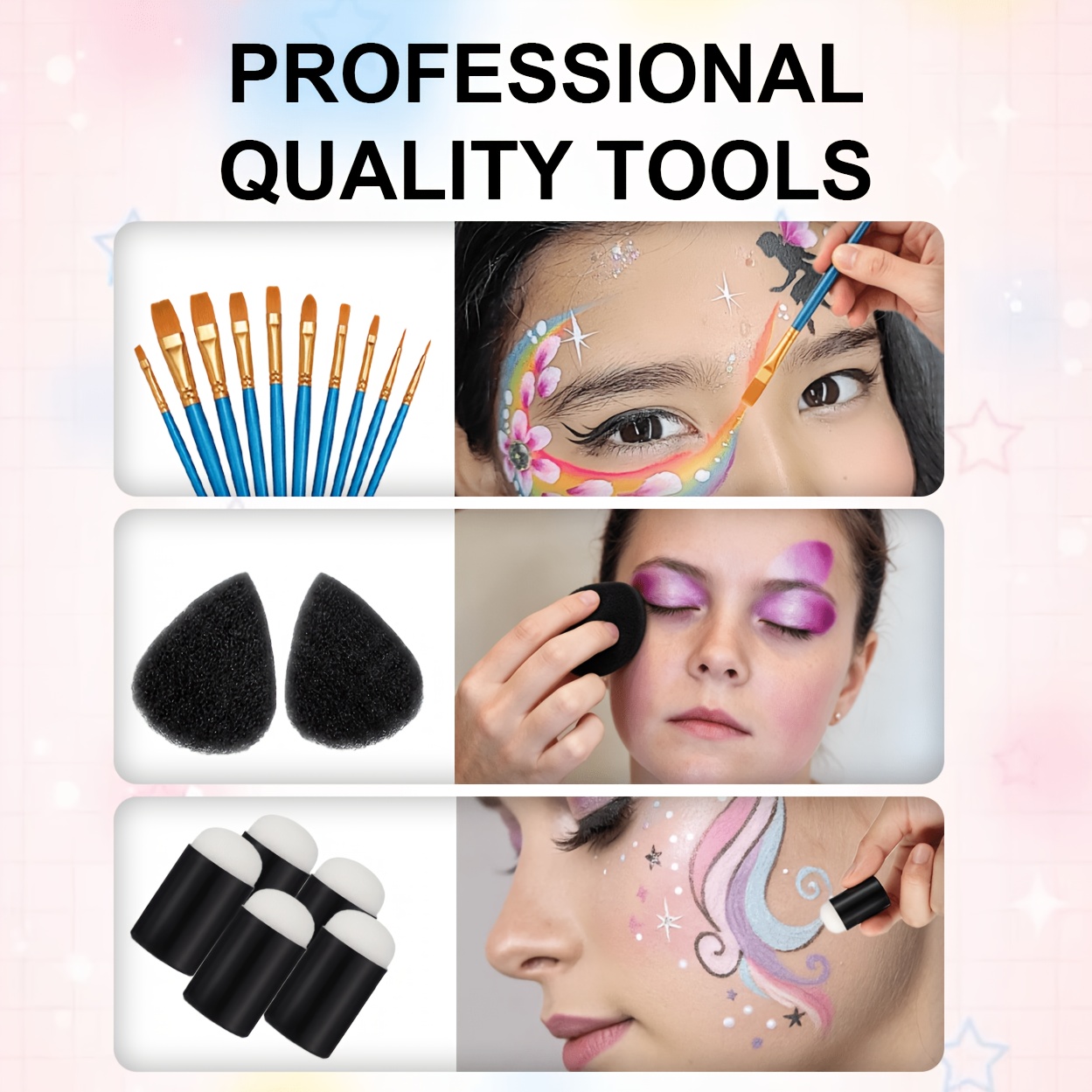 16個入り再利用可能なフェイスペイントステンシルセット、ステ - Beauty Makeup Pictures のレビューと価格