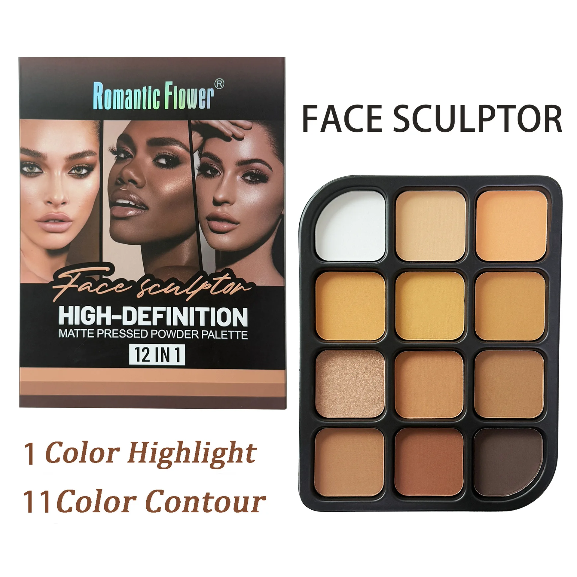 ディープスキン 12 色マット コンター パレット - フル - Highlighter Bronzer Palette のレビューと価格