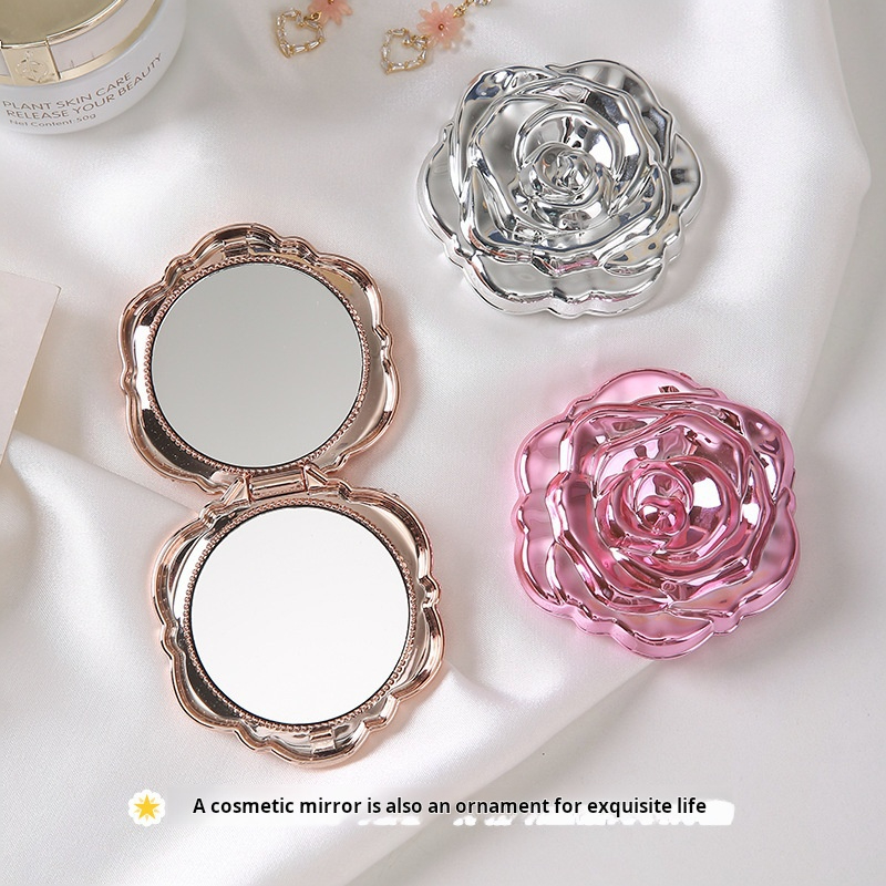 1PC ポータブルミニミラーレトロローズフラワー小さなポケッ - Beauty Flower Makeup のレビューと価格