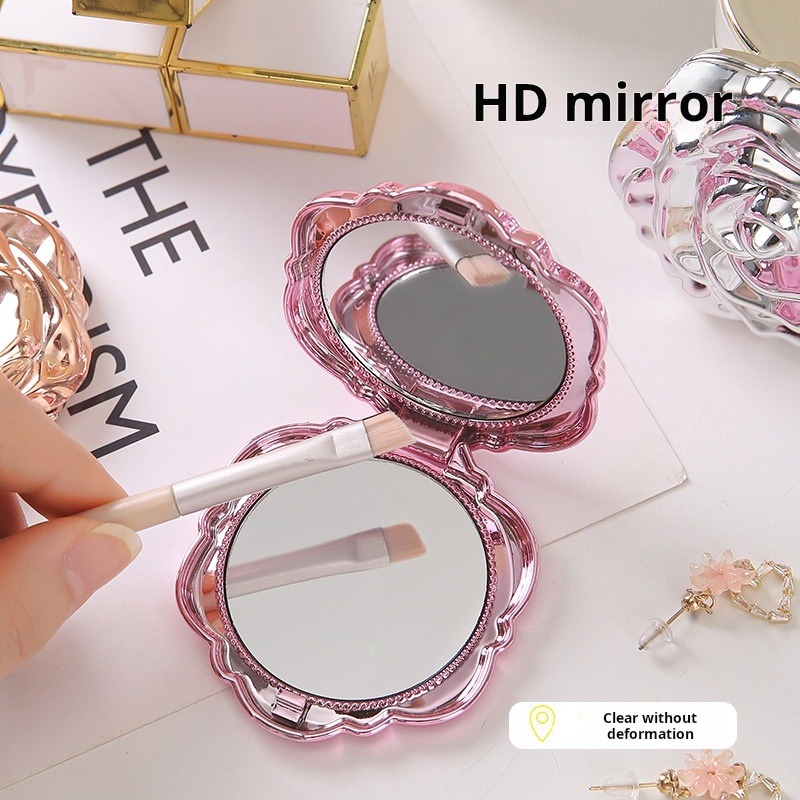 1PC ポータブルミニミラーレトロローズフラワー小さなポケッ - Beauty Flower Makeup のレビューと価格