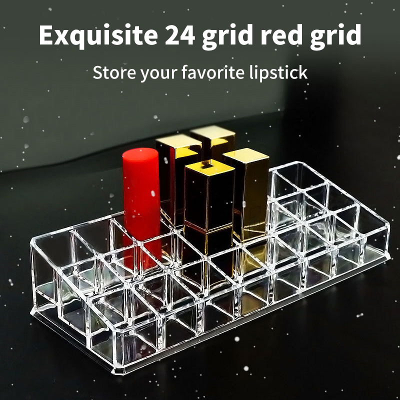 メイクアップホルダー化粧品ディスプレイラック24格アクリル製 - Beauty Kiss Makeup のレビューと価格