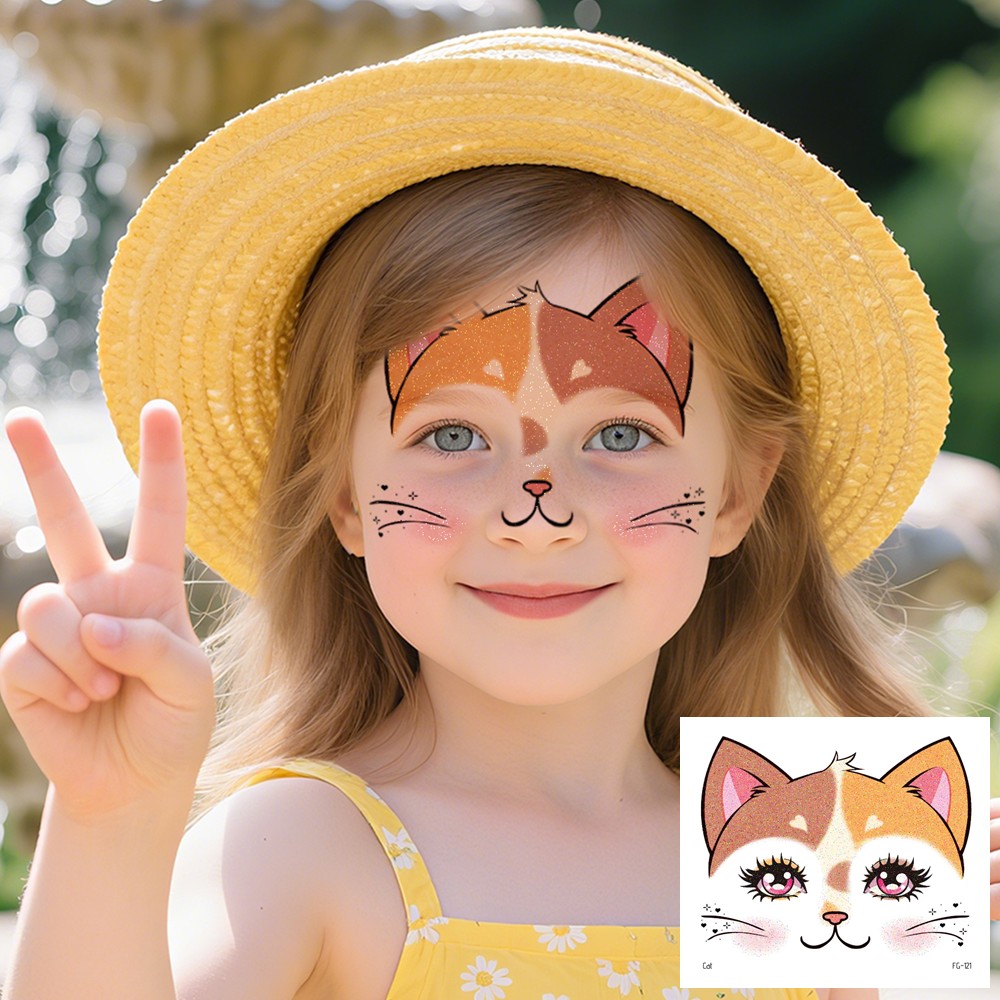 10枚入り キラキラ動物フェイス タトゥーシール 子供用 キ - Beauty Makeup Pictures のレビューと価格