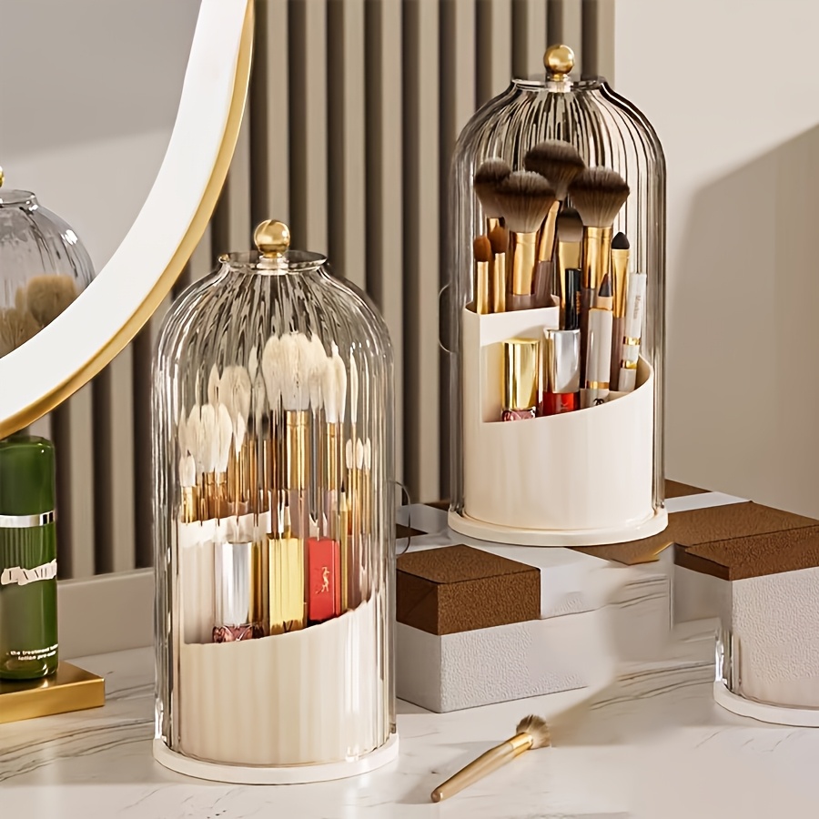 5点セット、360度回転式防塵美容収納ラック、透明な縦縞トッ - Beauty Kiss Makeup のレビューと価格