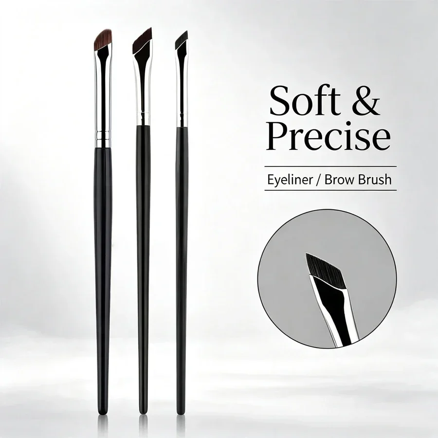3本セット アイライナーブラシ、細い斜めの平らな眉ブラシ、多 - Makeup Brush Set のレビューと価格