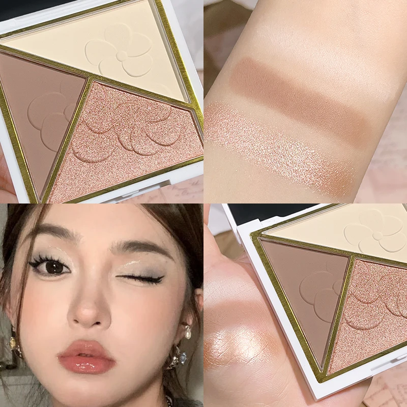 Hisyi-マットな輪郭パレット、3-in-1、真珠光沢、ノ - Highlighter Bronzer Palette のレビューと価格