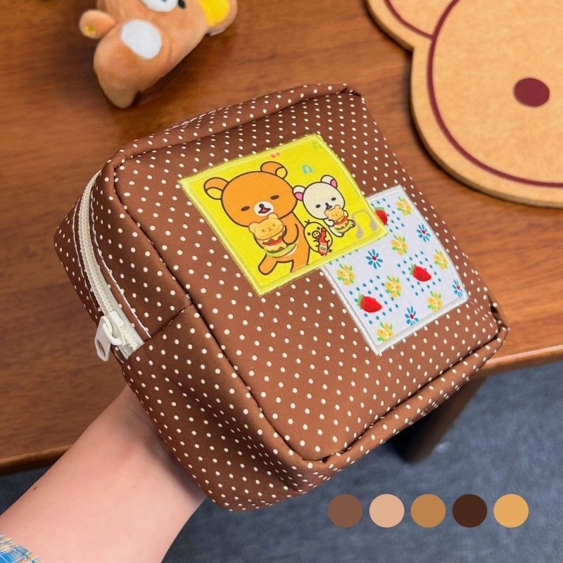 かわいいリラックマブラウンポルカドット化粧品バッグかわいいク - Beauty Bag Makeup のレビューと価格