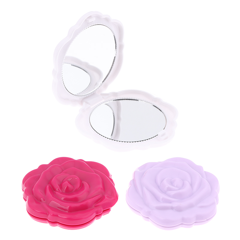 1 個ポータブルレトロローズフラワーミニミラー小さなポケット - Beauty Flower Makeup のレビューと価格
