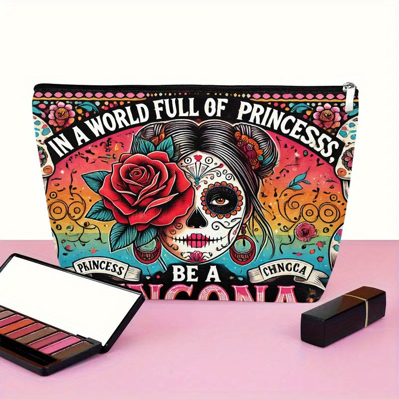 花と頭蓋骨の化粧品バッグ - 女性用のかわいい多機能ジッパー - Beauty Bag Makeup のレビューと価格