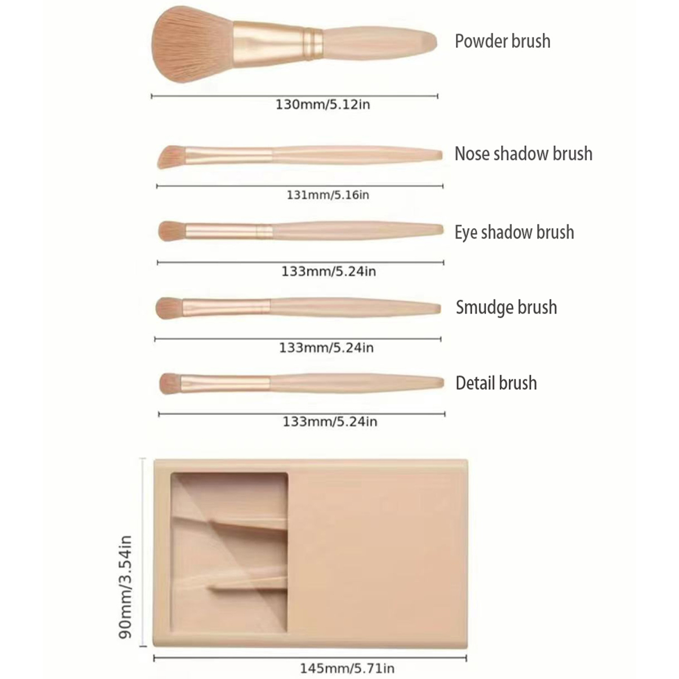 5 個の化粧ブラシキットミラーとケース付き折りたたみボックス - Beauty Flower Makeup のレビューと価格