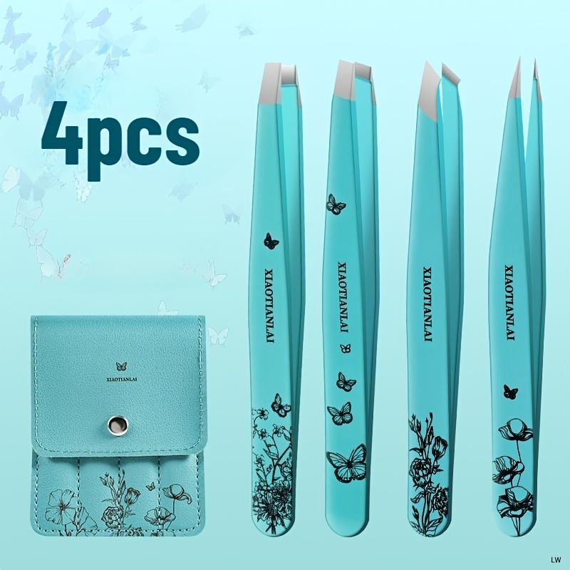 4 個ティファニーブルー蝶花柄眉毛ピンセット毎日のメイクアッ - Beauty Bag Makeup のレビューと価格