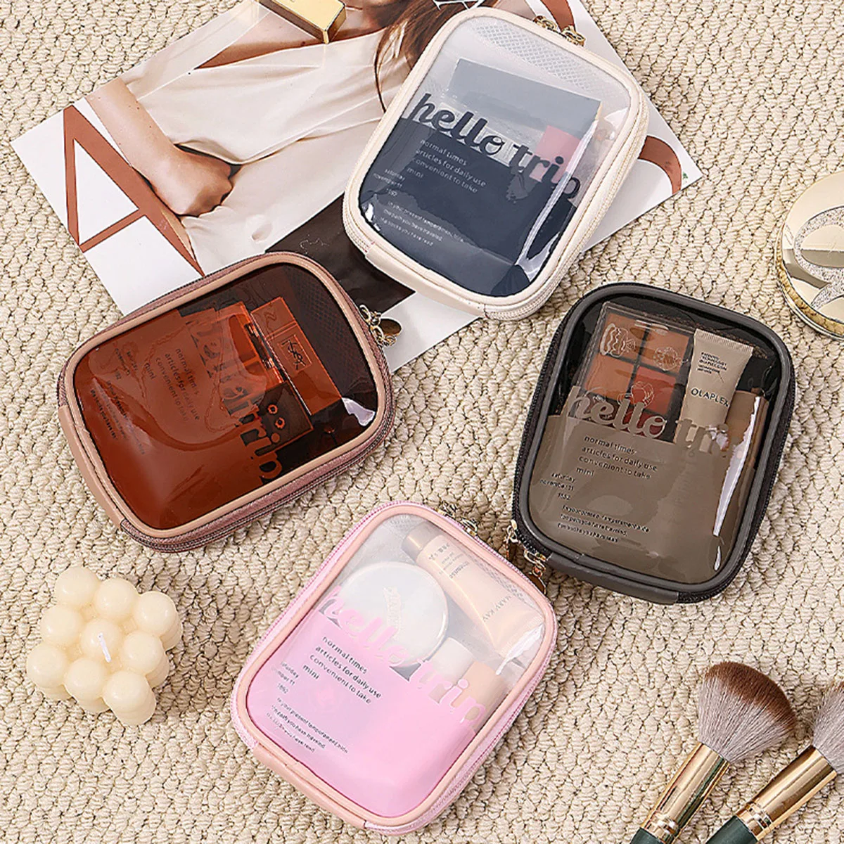 透明ポータブルコスメポーチ、口紅オーガナイザー、トラベルポー - Beauty Kiss Makeup のレビューと価格