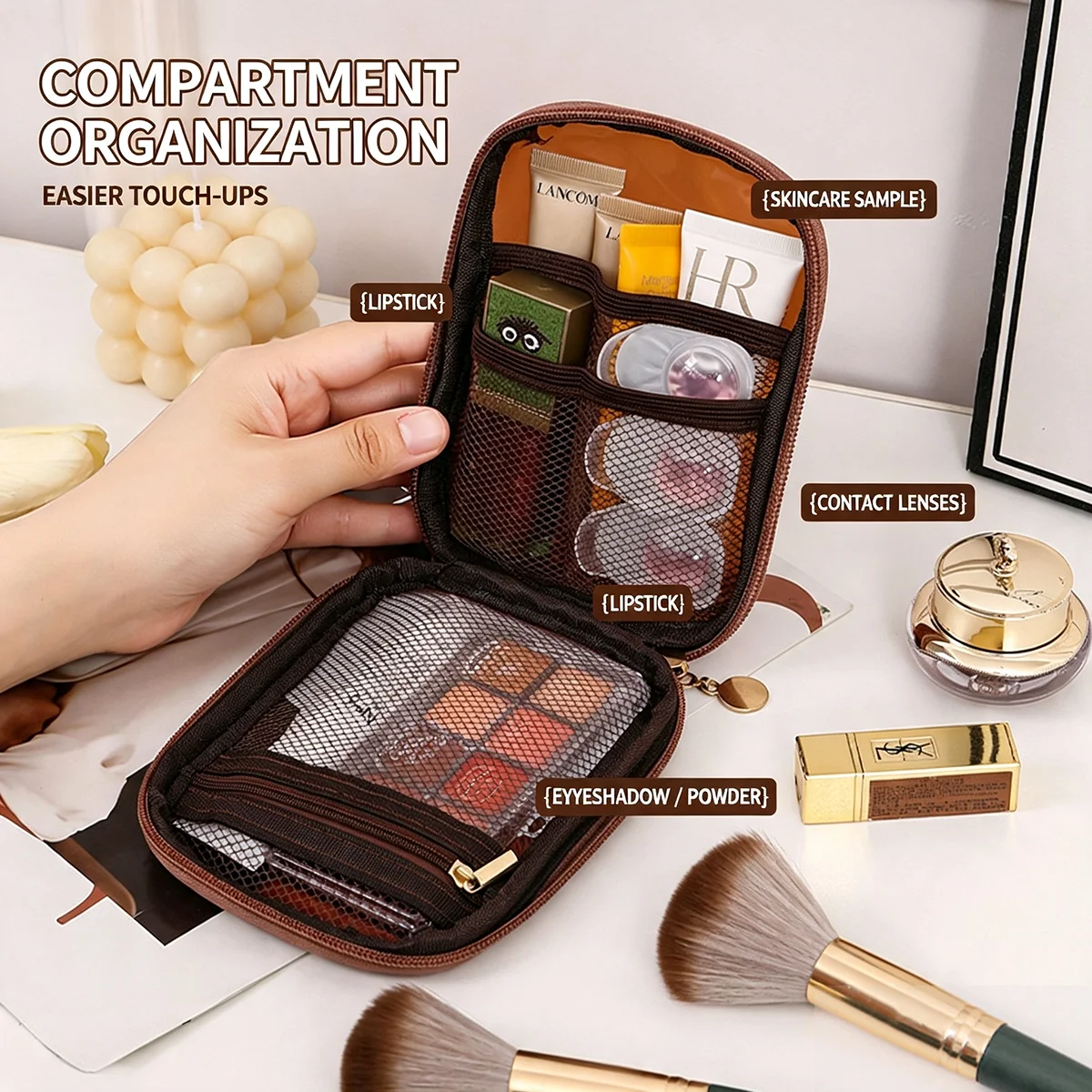 透明ポータブルコスメポーチ、口紅オーガナイザー、トラベルポー - Beauty Kiss Makeup のレビューと価格