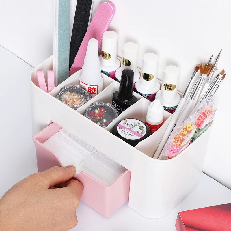 ネイルアートオーガナイザーデスクトップ引き出し化粧品収納ボッ - Beauty Kiss Makeup のレビューと価格