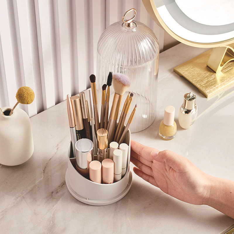 360 °   回転化粧ブラシホルダー蓋付きデスクトップメイ - Beauty Kiss Makeup のレビューと価格