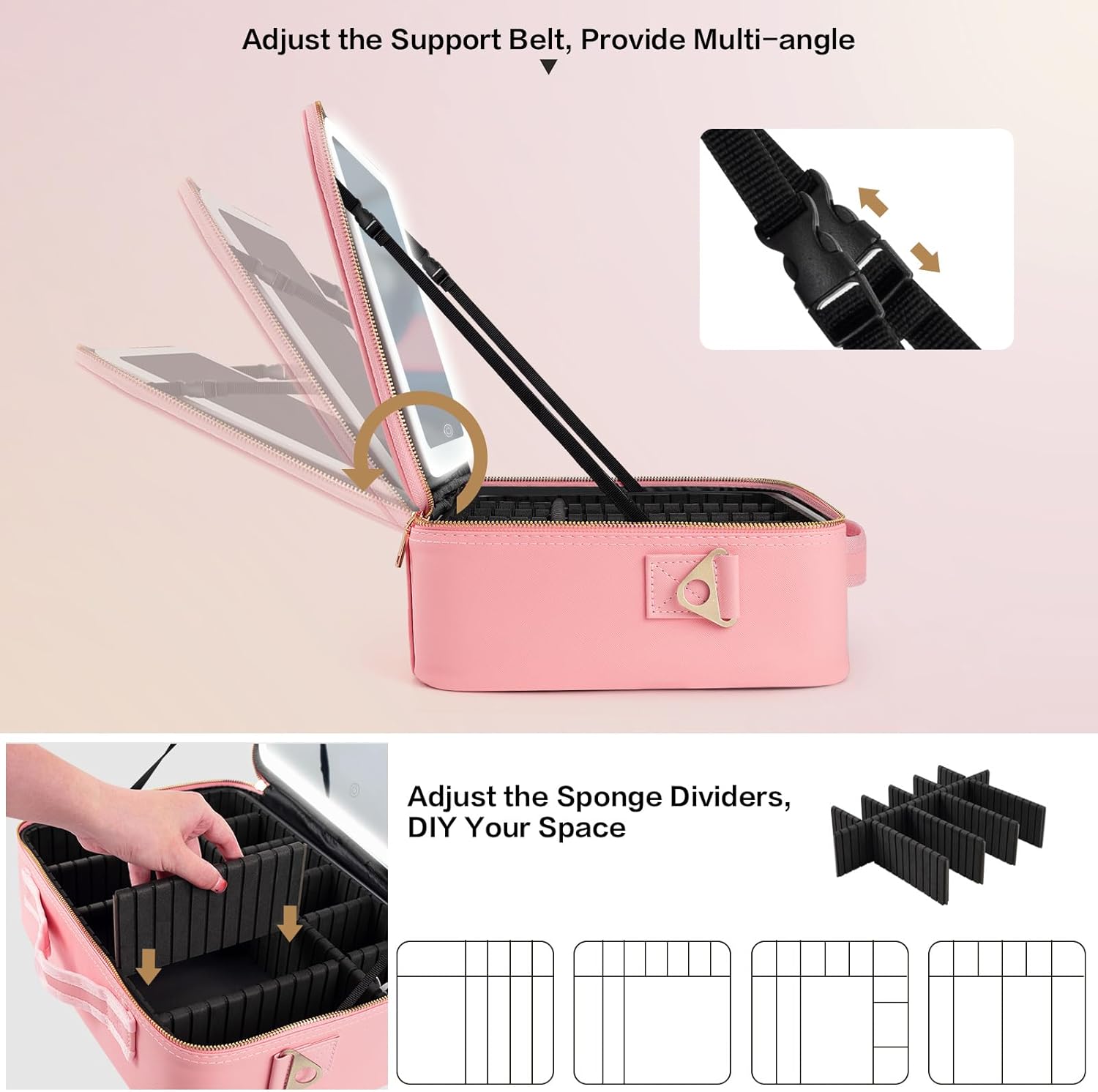 大容量メイクアップバッグ 15インチ×11インチ LEDミラ - Beauty Bag Makeup のレビューと価格