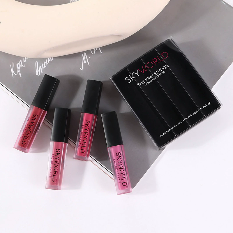 4 個口紅セットマットリップグロス防水リップ釉薬ティントノン - Beauty Huda Makeup のレビューと価格